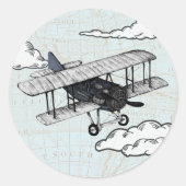 ヴィンテージ飛行機 |旅行封筒用シールシール ラウンドシール (正面)