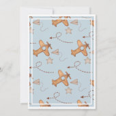 ヴィンテージ飛行機 時間が飛ぶ 青い誕生日 招待状 (裏面)