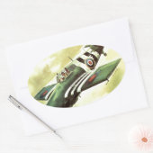 ヴィンテージ飛行機 楕円形シール (封筒)