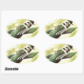 ヴィンテージ飛行機 楕円形シール (シート)