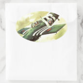 ヴィンテージ飛行機 楕円形シール (バッグ)