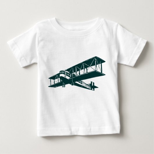 ヴィンテージ飛行機 – 濃い緑 ベビーTシャツ (正面)