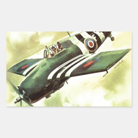 ヴィンテージ飛行機 長方形シール (正面)