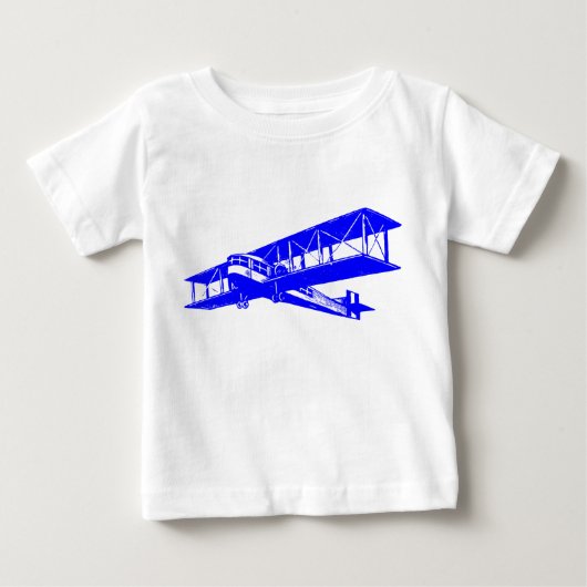 ヴィンテージ飛行機 – 青 ベビーTシャツ (正面)