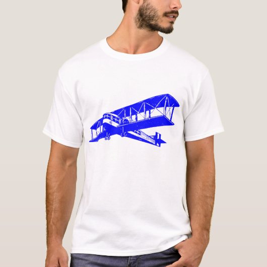 ヴィンテージ飛行機 – 青 Tシャツ (正面)