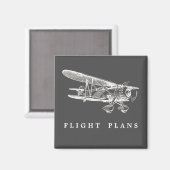 ヴィンテージ飛行機、飛行計画 マグネット (正面/裏面)