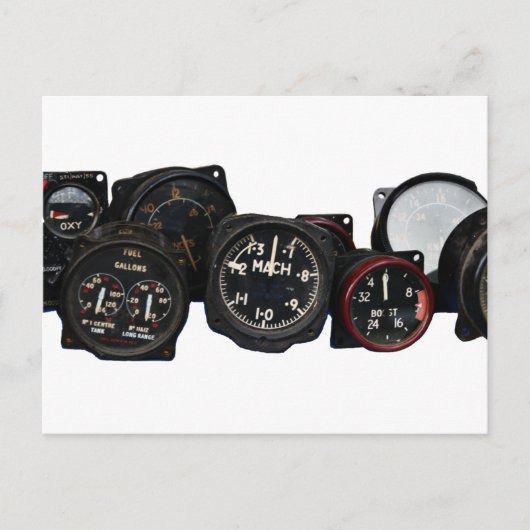 ヴィンテージ飛行機WWIIダイヤル飛んでいるディスプレイ ポストカード (正面)