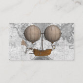 ヴィンテージ飛行船とグレーワールドマップブックリクエスト エンクロージャーカード (裏面)