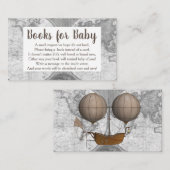 ヴィンテージ飛行船とグレーワールドマップブックリクエスト エンクロージャーカード (正面/裏面)