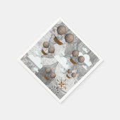 ヴィンテージ飛行船の飛行可能世界地図と雲 スタンダードカクテルナプキン (角)