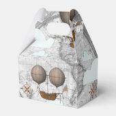 ヴィンテージ飛行船の飛行可能世界地図と雲 フェイバーボックス (裏面サイド)