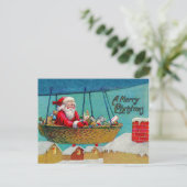 ヴィンテージ飛行船サンタクリスマス シーズンポストカード (スタンド正面)