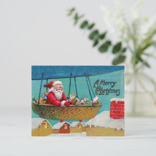 ヴィンテージ飛行船サンタクリスマス シーズンポストカード (スタンド正面)