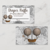 ヴィンテージ飛行船&世界地図エクスプローラーおむつラッフル エンクロージャーカード (正面/裏面)