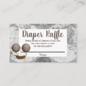 ヴィンテージ飛行船&世界地図エクスプローラーおむつラッフル エンクロージャーカード (正面)