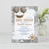 ヴィンテージ飛行船&雲世界旅行ベビーシャワー 招待状 (スタンド正面)