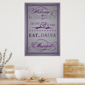 ヴィンテージ食べの「ドリンク結婚した」のポスタ結婚ー ポスター (キッチン)