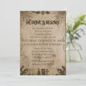 ヴィンテージ食べゴシック、飲み物、怖いハロウィーン 招待状 (スタンド正面)