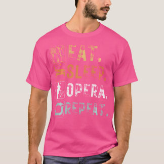 ヴィンテージ食べスリープオペラリピートおもしろいデザインSl Tシャツ