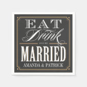 ヴィンテージ食べドリンクとビー結婚したズのナ結婚プキン スタンダードカクテルナプキン (正面)
