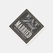 ヴィンテージ食べドリンクとビー結婚したズのナ結婚プキン スタンダードカクテルナプキン (角)