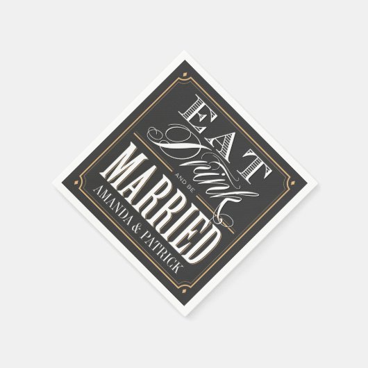 ヴィンテージ食べドリンクとビー結婚したズのナ結婚プキン スタンダードカクテルナプキン (角)