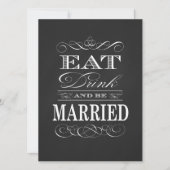 ヴィンテージ食べドリンクとベ結婚したーの黒板 招待状 (正面)