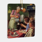 ヴィンテージ食べファミリーの朝食インザキッチン セラミックオーナメント (右)