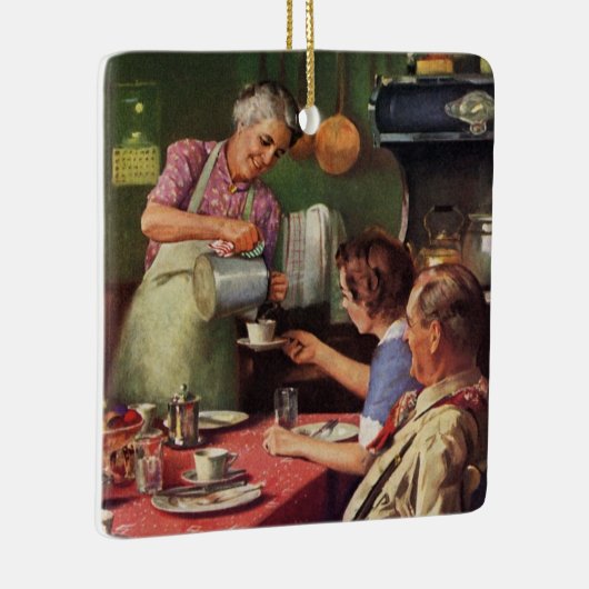 ヴィンテージ食べファミリーの朝食インザキッチン セラミックオーナメント (右)