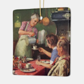 ヴィンテージ食べファミリーの朝食インザキッチン セラミックオーナメント (左)