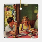 ヴィンテージ食べファミリーの朝食インザキッチン セラミックオーナメント (裏面)