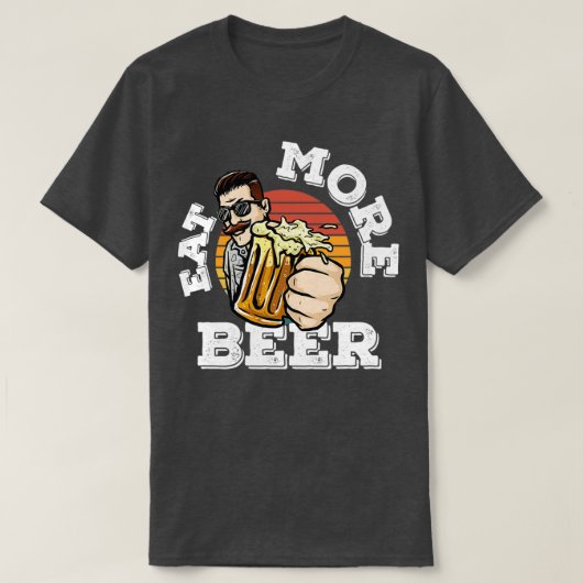 ヴィンテージ食べレトロモアビールビアラバーおもしろい引用文 Tシャツ (デザイン正面)