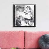 ヴィンテージ食べ物を与えガールズキャットAソース・オブ・ミルク キャンバスプリント (インサイチュ (リビング))