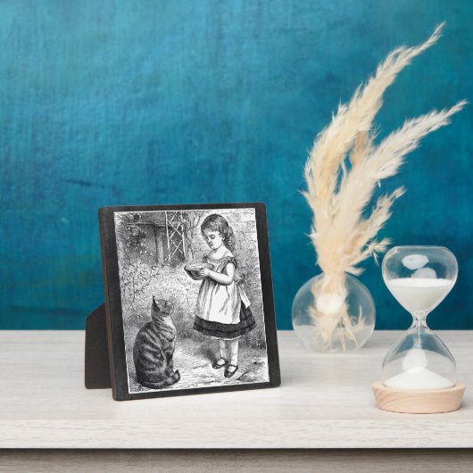 ヴィンテージ食べ物を与えガールズキャットAソース・オブ・ミルク フォトプラーク (インサイチュ)