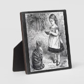 ヴィンテージ食べ物を与えガールズキャットAソース・オブ・ミルク フォトプラーク (正面)