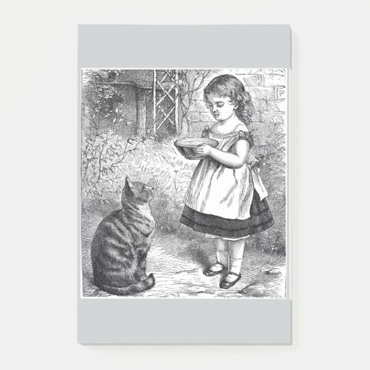 ヴィンテージ食べ物を与えガールズキャットAソース・オブ・ミルク ポストイット (正面)