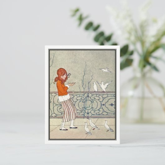 ヴィンテージ食べ物を与えガールズハト ポストカード (スタンド正面)