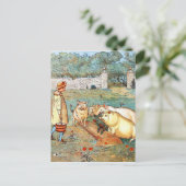 ヴィンテージ食べ物を与えスケッチ:豚 ポストカード (スタンド正面)