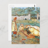 ヴィンテージ食べ物を与えスケッチ:豚 ポストカード (正面/裏面)