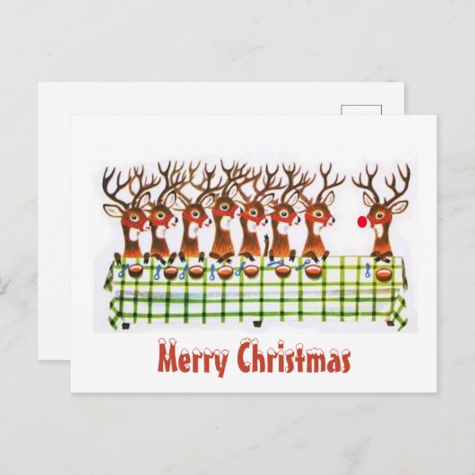 ヴィンテージ食べ物トナカイのクリスマス ポストカード (正面/裏面)