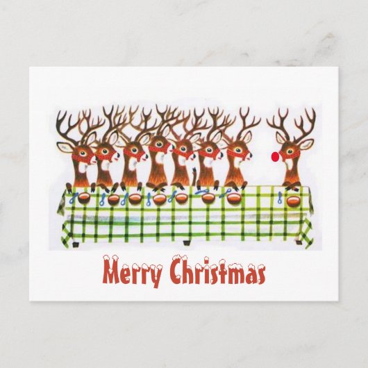 ヴィンテージ食べ物トナカイのクリスマス ポストカード (正面)