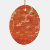 ヴィンテージ食べ物、エンドウ豆とトマトスープの熱いボウル セラミックオーナメント (右)