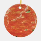 ヴィンテージ食べ物、エンドウ豆とトマトスープの熱いボウル セラミックオーナメント (正面)
