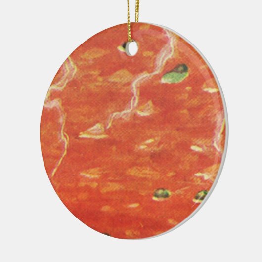 ヴィンテージ食べ物、エンドウ豆とトマトスープの熱いボウル セラミックオーナメント (左)