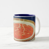 ヴィンテージ食べ物、エンドウ豆とトマトスープの熱いボウル ツートーンマグカップ (正面右)