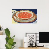 ヴィンテージ食べ物、エンドウ豆とトマトスープの熱いボウル ポスター (ホームオフィス)