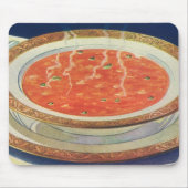 ヴィンテージ食べ物、エンドウ豆とトマトスープの熱いボウル マウスパッド (正面)