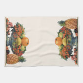 ヴィンテージ食べ物，ボウルに盛り合わせた果物 キッチンタオル (横)