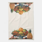 ヴィンテージ食べ物，ボウルに盛り合わせた果物 キッチンタオル (縦)