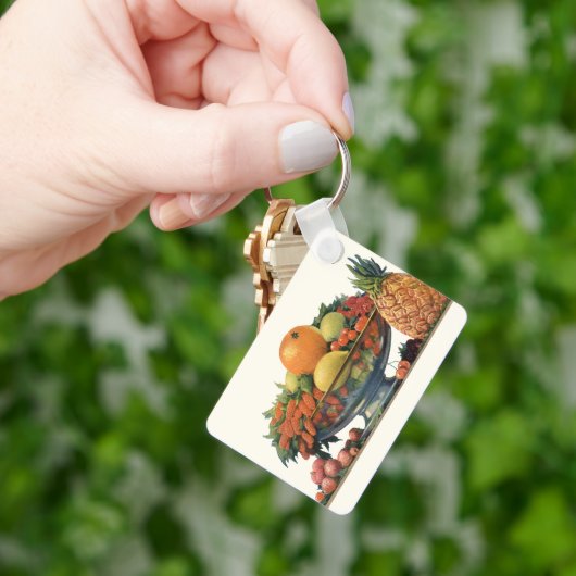 ヴィンテージ食べ物,ボウルに盛り合わせた果物 キーホルダー (手)